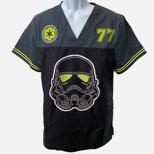 Star Wars, Men’s Disney Star Wars Stormtrooper Scrub Shirt Small Charcoal Gray